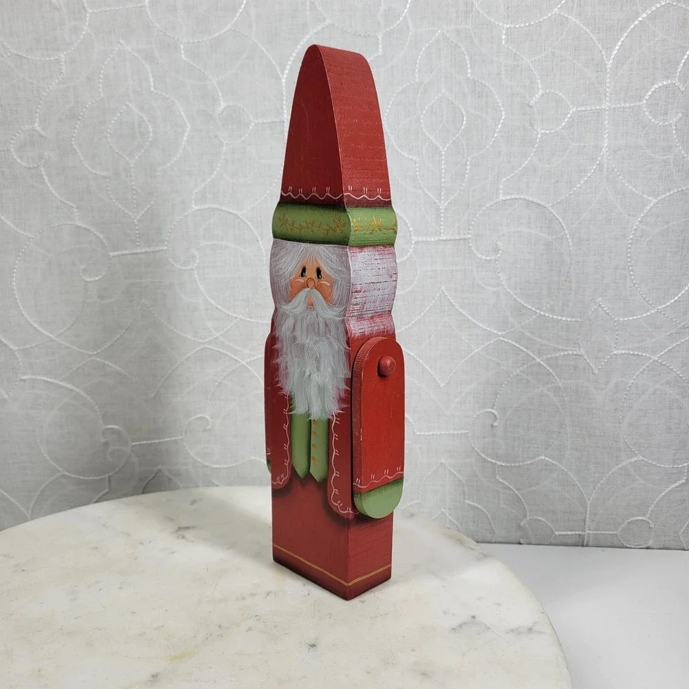 Hand Painted Wood Santa Claus Hinged Arms Primitive Christmas Decor